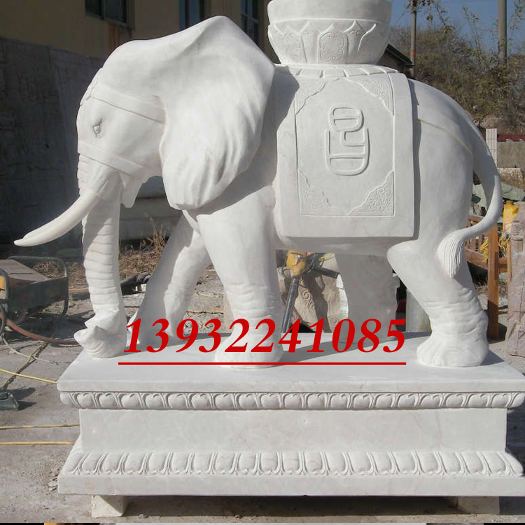 天然石材大象雕刻摆件