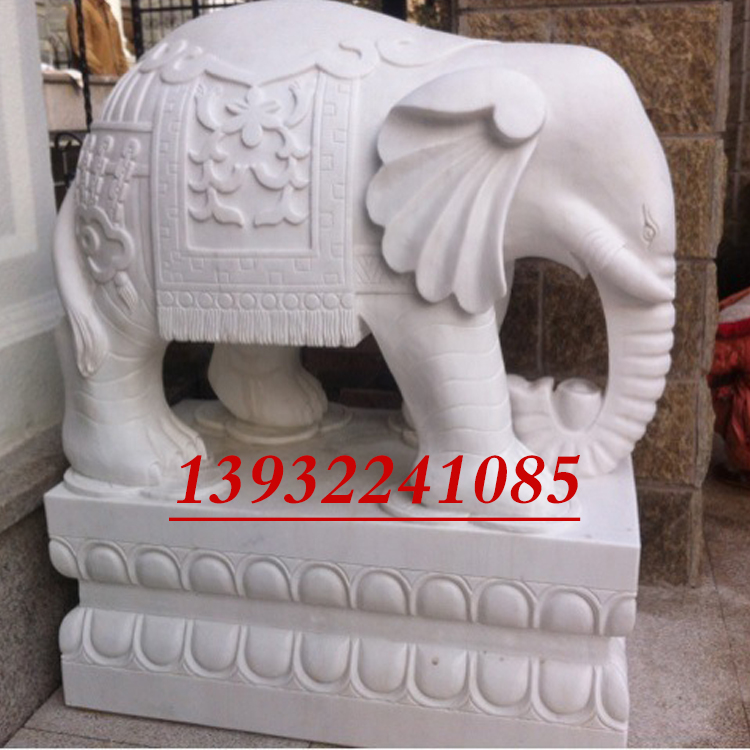 汉白玉石雕大象 动物雕刻厂